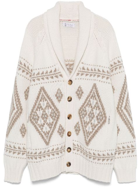 Brunello Cucinelli jacquard cashmere cardigan Men