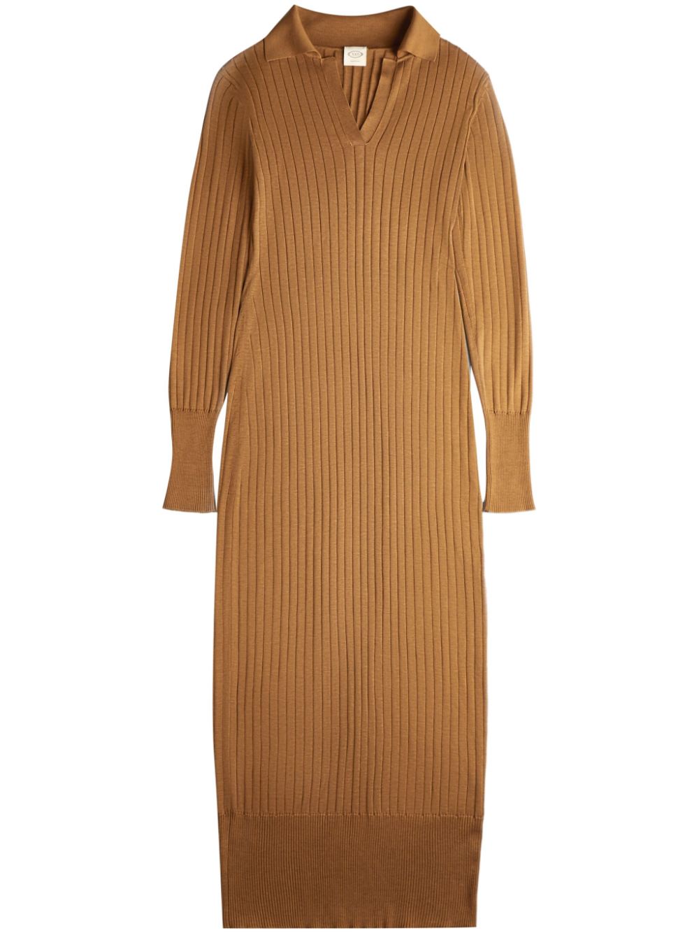 V-neck ribbed midi dress