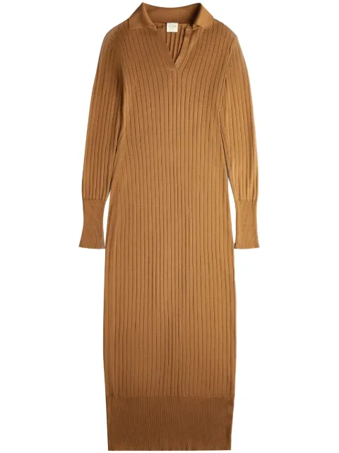 Tod's vestido midi tejido de canalé con cuello en V