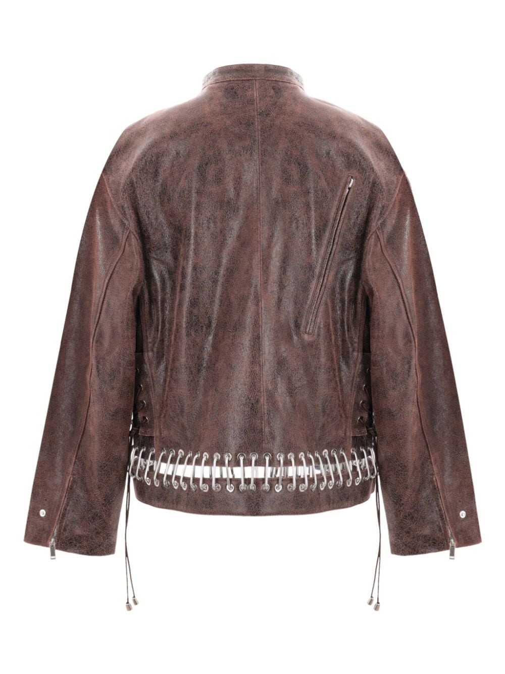 Chopova Lowena studded belted leather jacket - Bruin