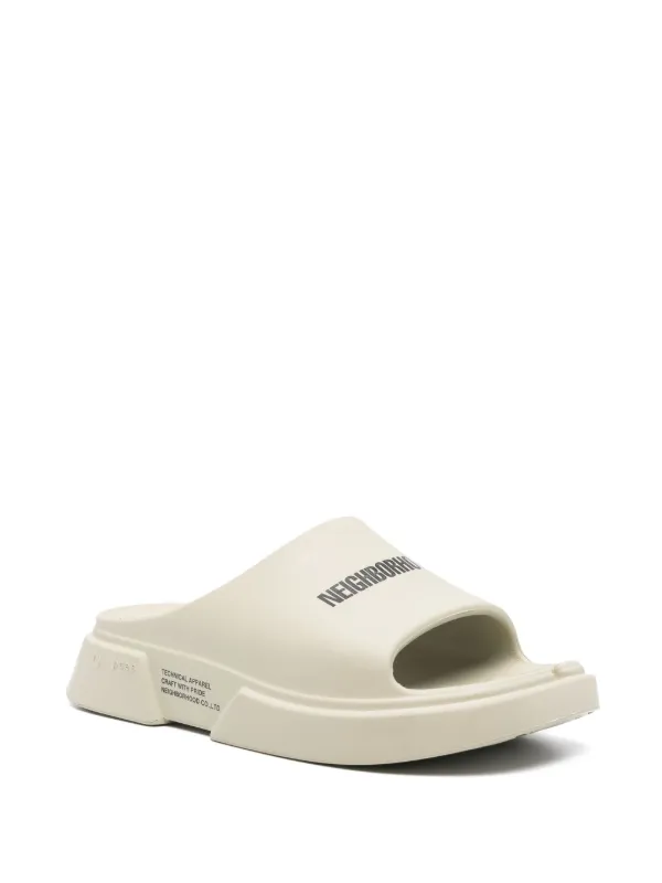 Neighborhood x Paes logo-print Slides | Grey | FARFETCH
