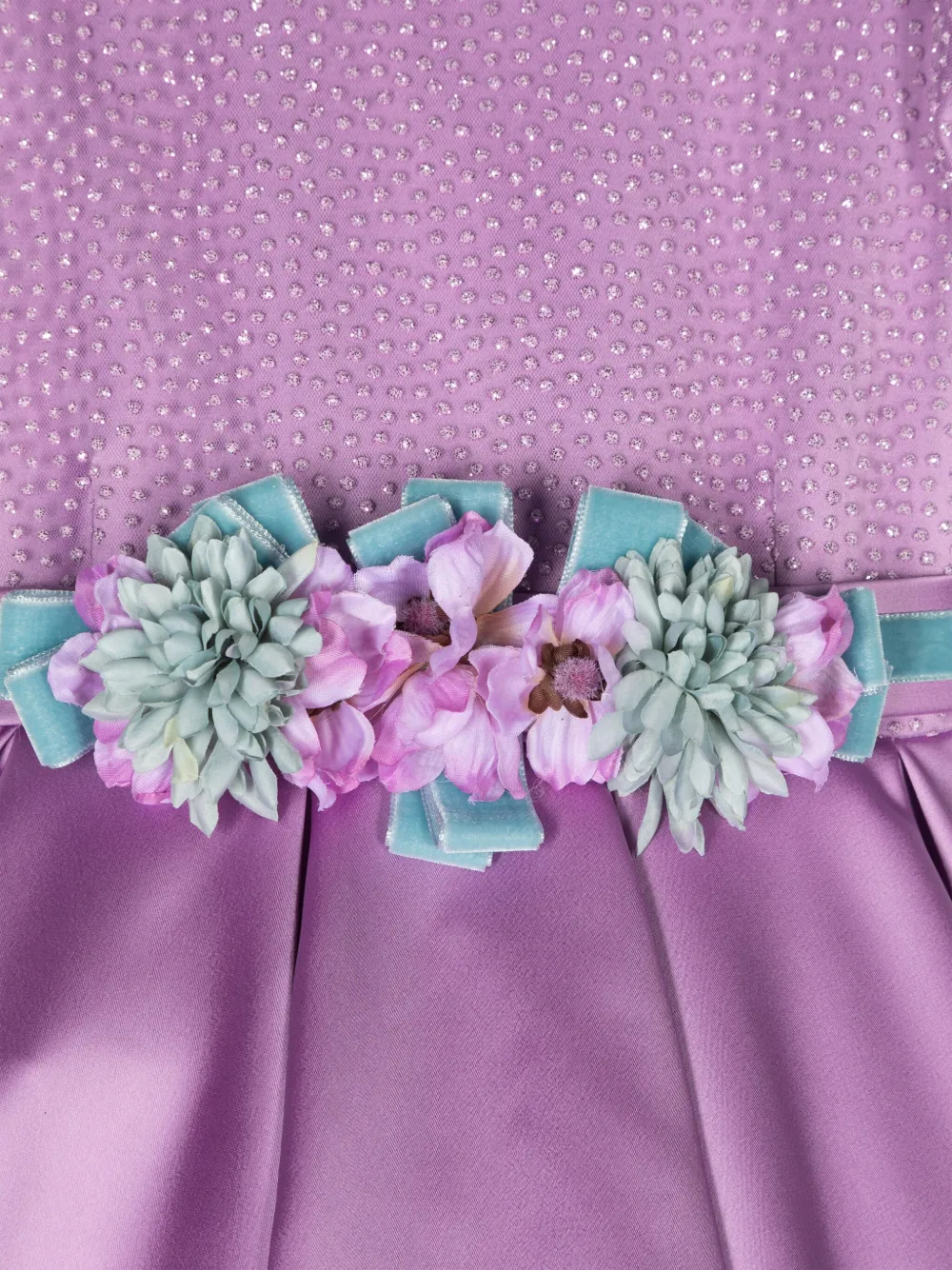 Colorichiari Jurk met bloemenriem Paars