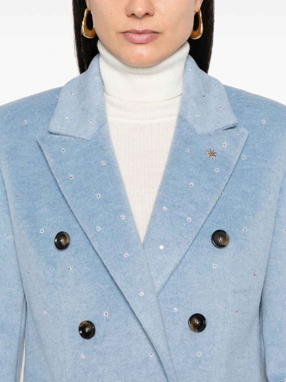 Shop Manuel Ritz Rhinestone-embellished Coat In Blue