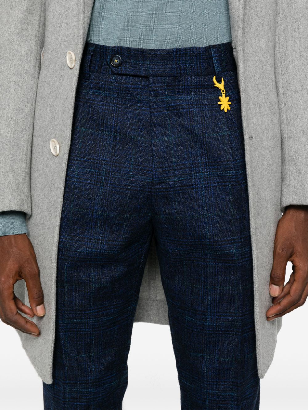 Shop Manuel Ritz Plaid-check Trousers In Blue