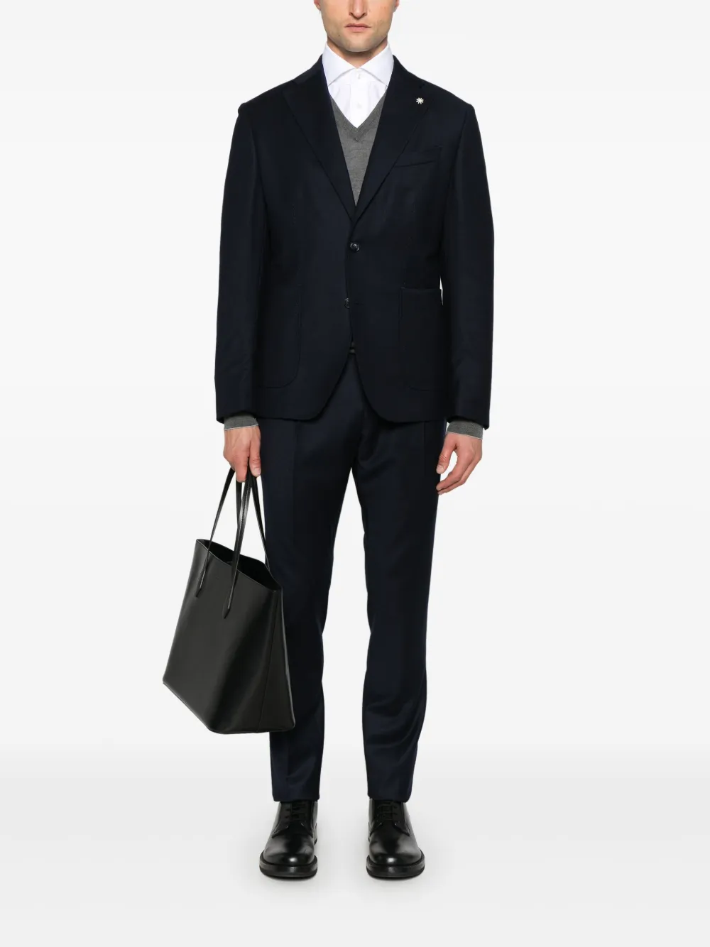 Manuel Ritz Broek met geplooid detail - Blauw