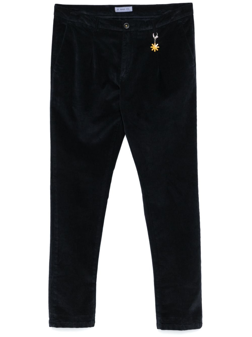 velvet pleated chinos