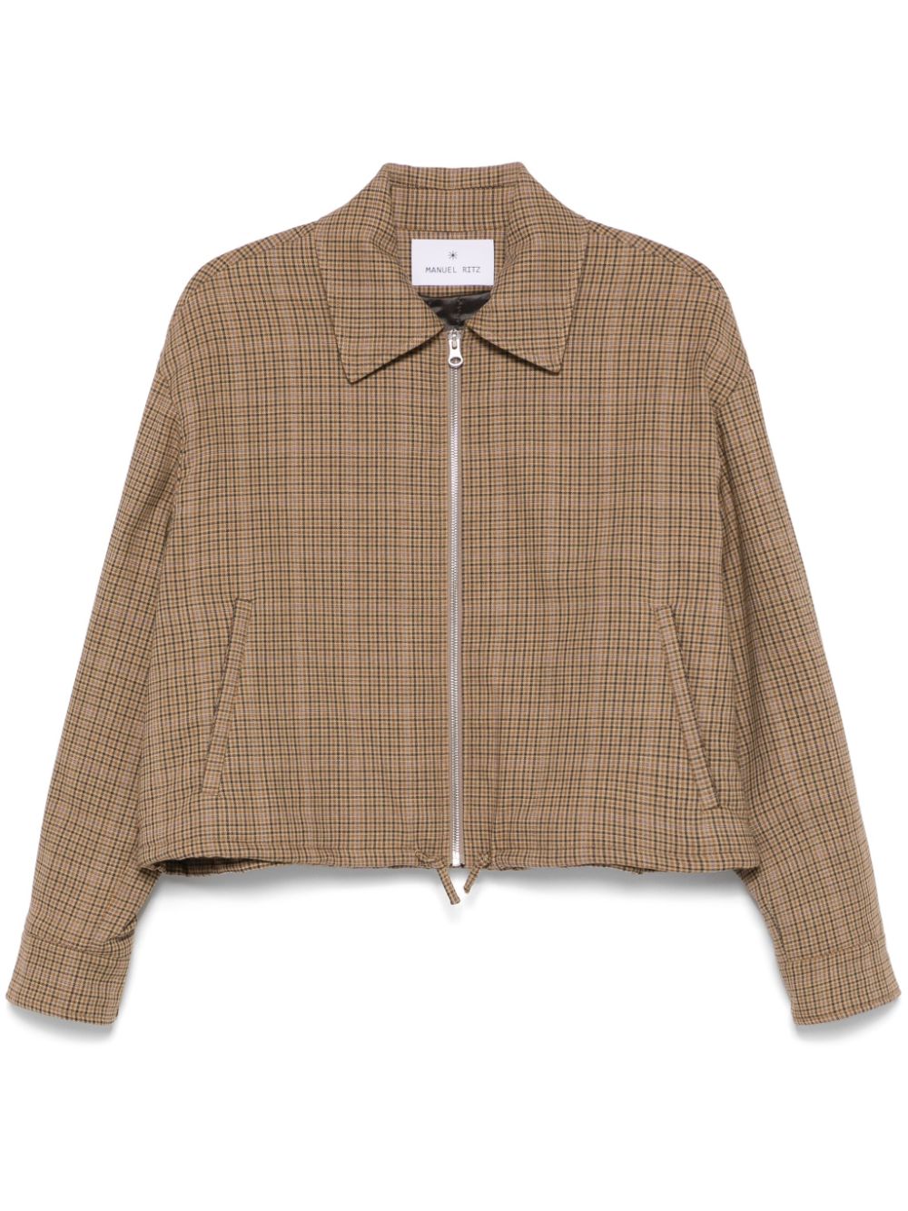 Shop Manuel Ritz Houndstooth Cropped Jacket In Neutrals