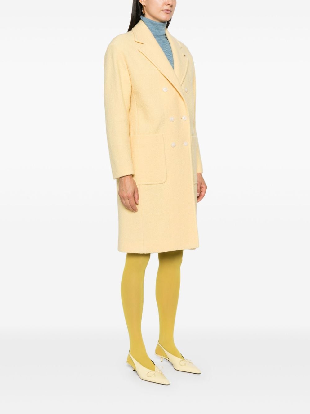 Shop Manuel Ritz Wool Double-breasted Coat In Yellow