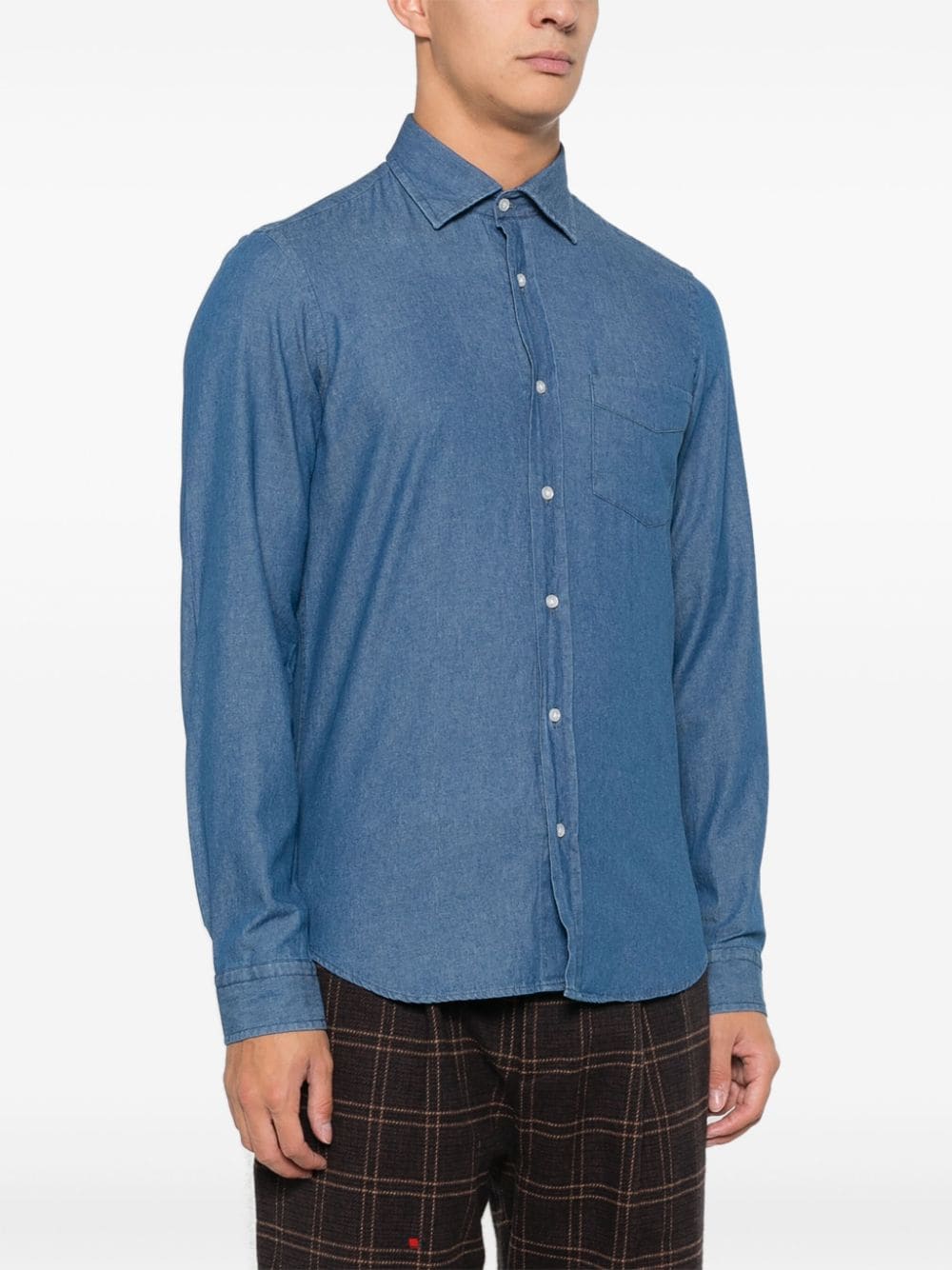 Shop Manuel Ritz Chambray Shirt In Blau