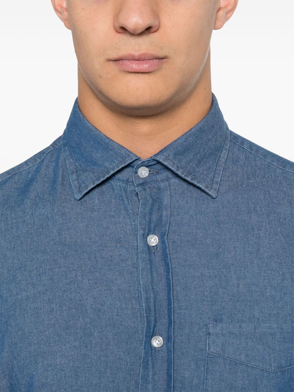 Shop Manuel Ritz Chambray Shirt In Blau