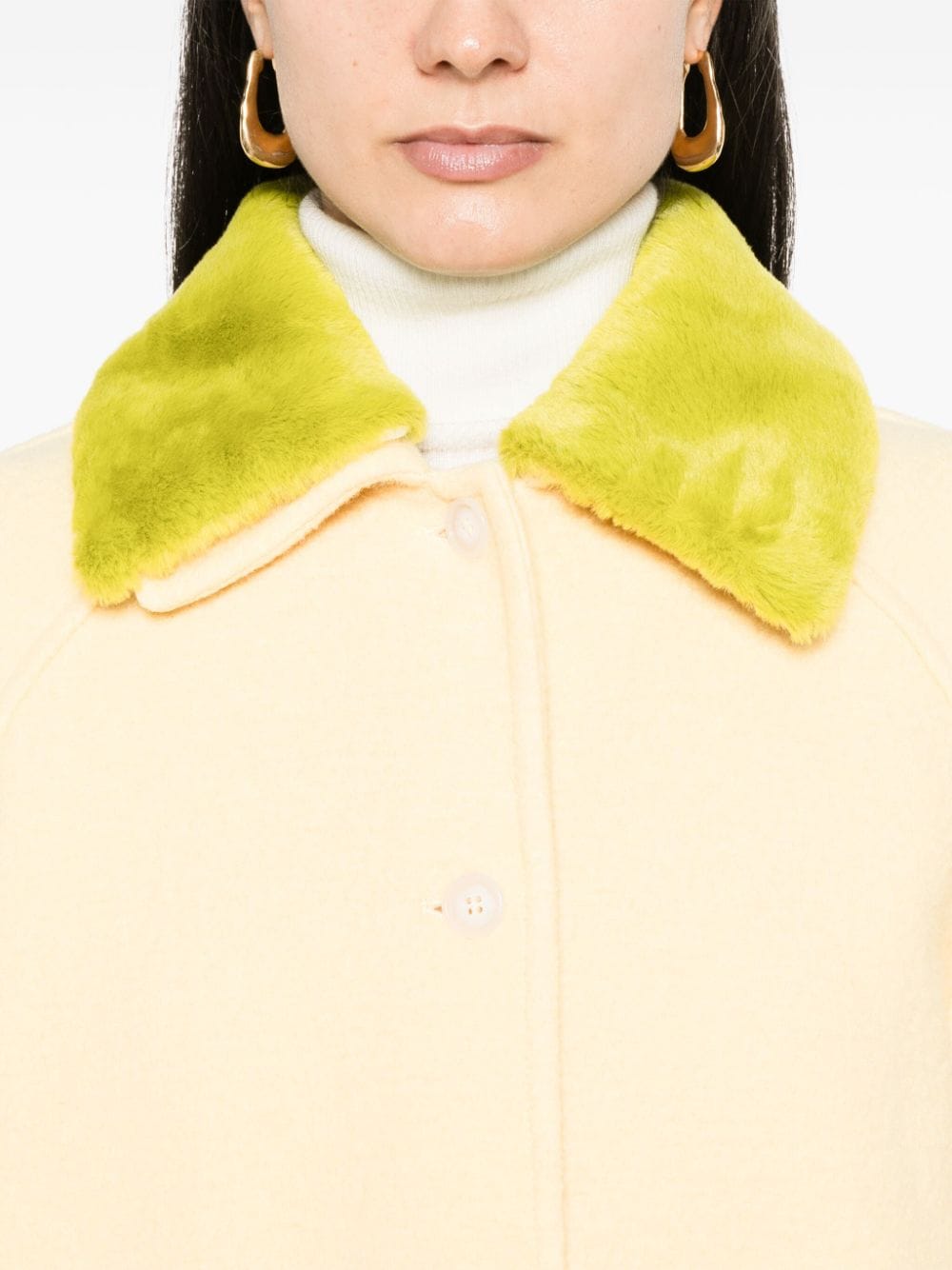 Shop Manuel Ritz Faux-shearling-collar Jacket In Yellow