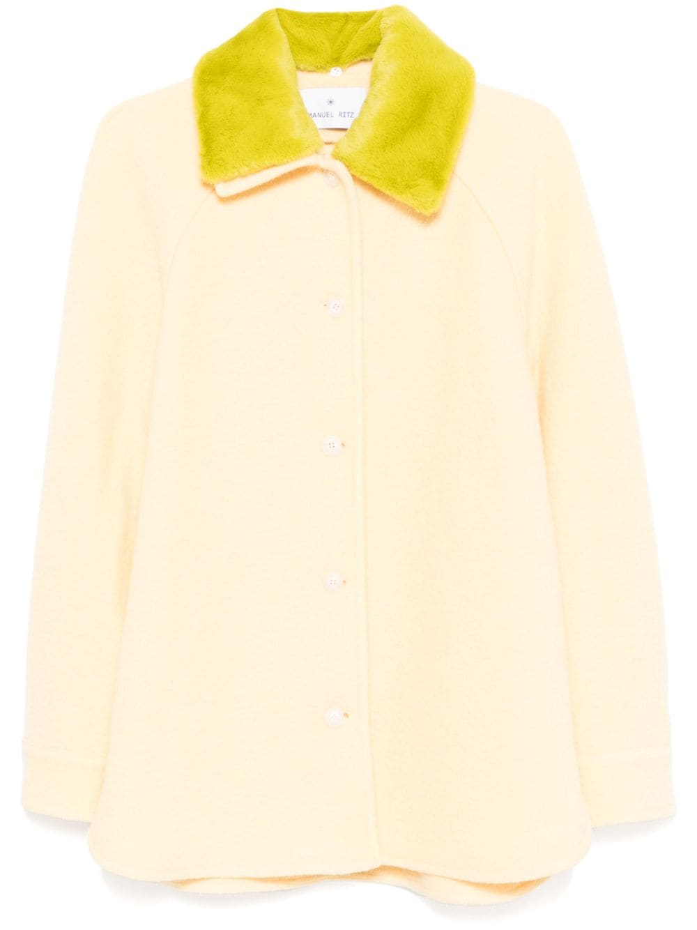 Shop Manuel Ritz Faux-shearling-collar Jacket In Yellow