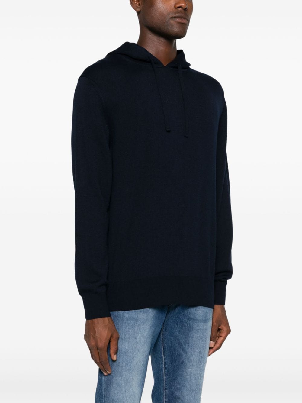 Shop Manuel Ritz Knitted Hoodie In Blue