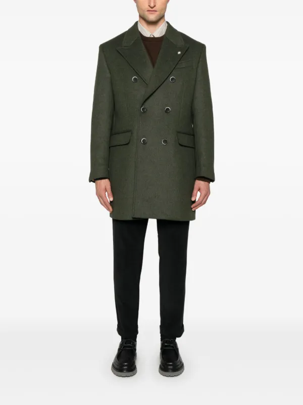 Double breasted coat green deals