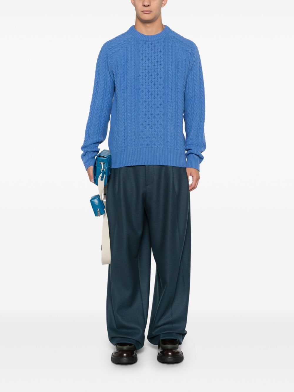 Shop Manuel Ritz Cable-knit Sweater In Blue