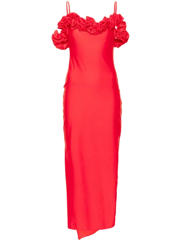 ワンピース COPERNI Woman Dress Red COPR110BIS545 RED Red Asymmetric Flower Maxi Dress by Coperni on Sale