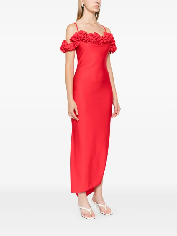 Coperni Maxi-jurk Met Ruches Rood FARFETCH NL