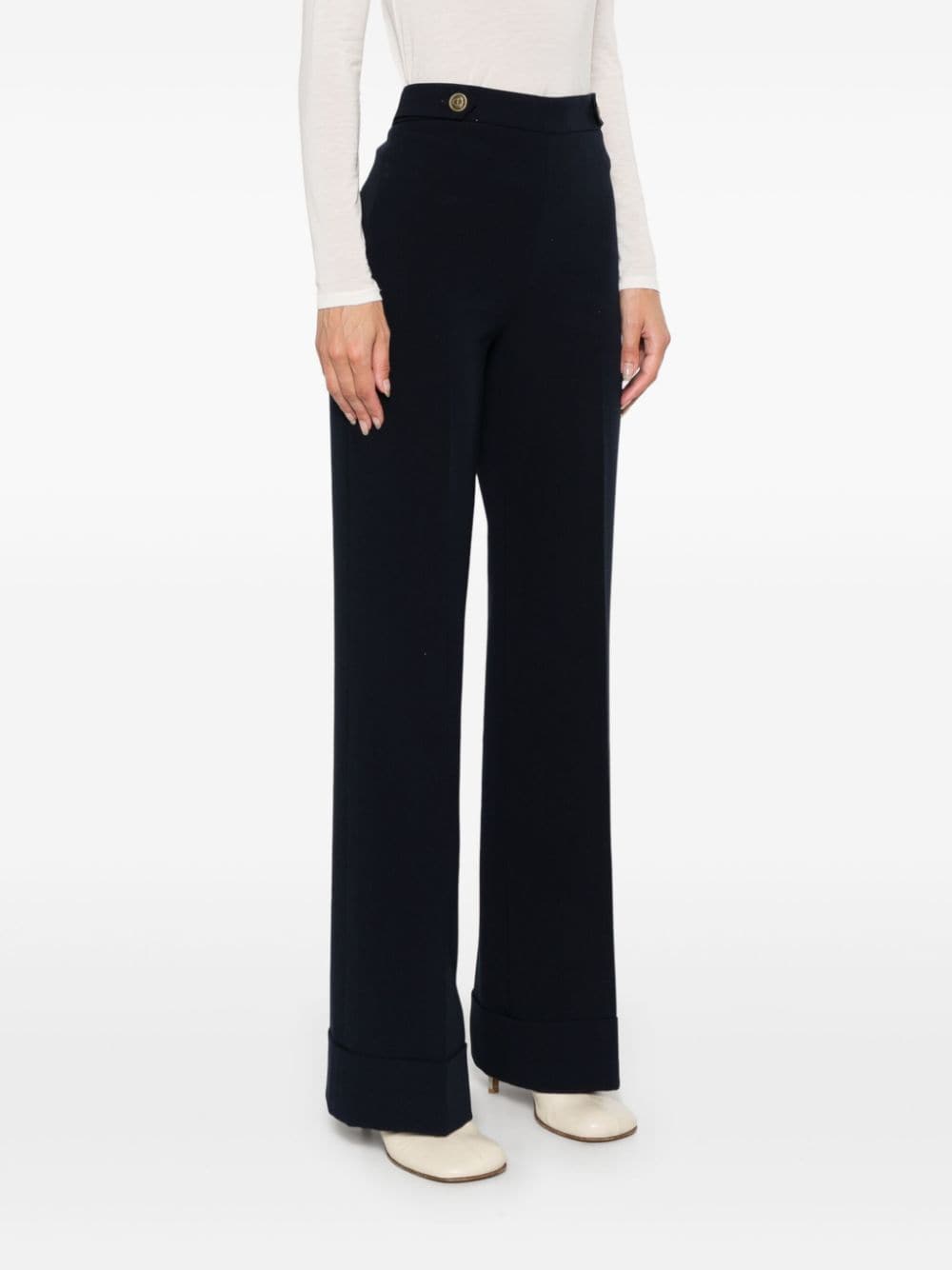 Shop Twinset Cady High-waist Trousers In Blue