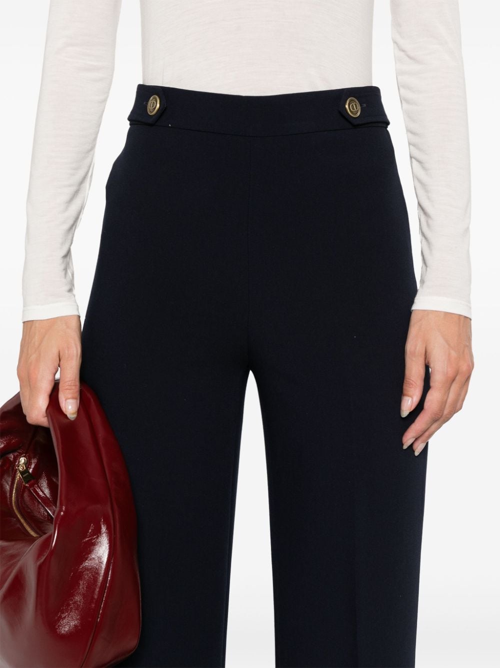 Shop Twinset Cady High-waist Trousers In Blue