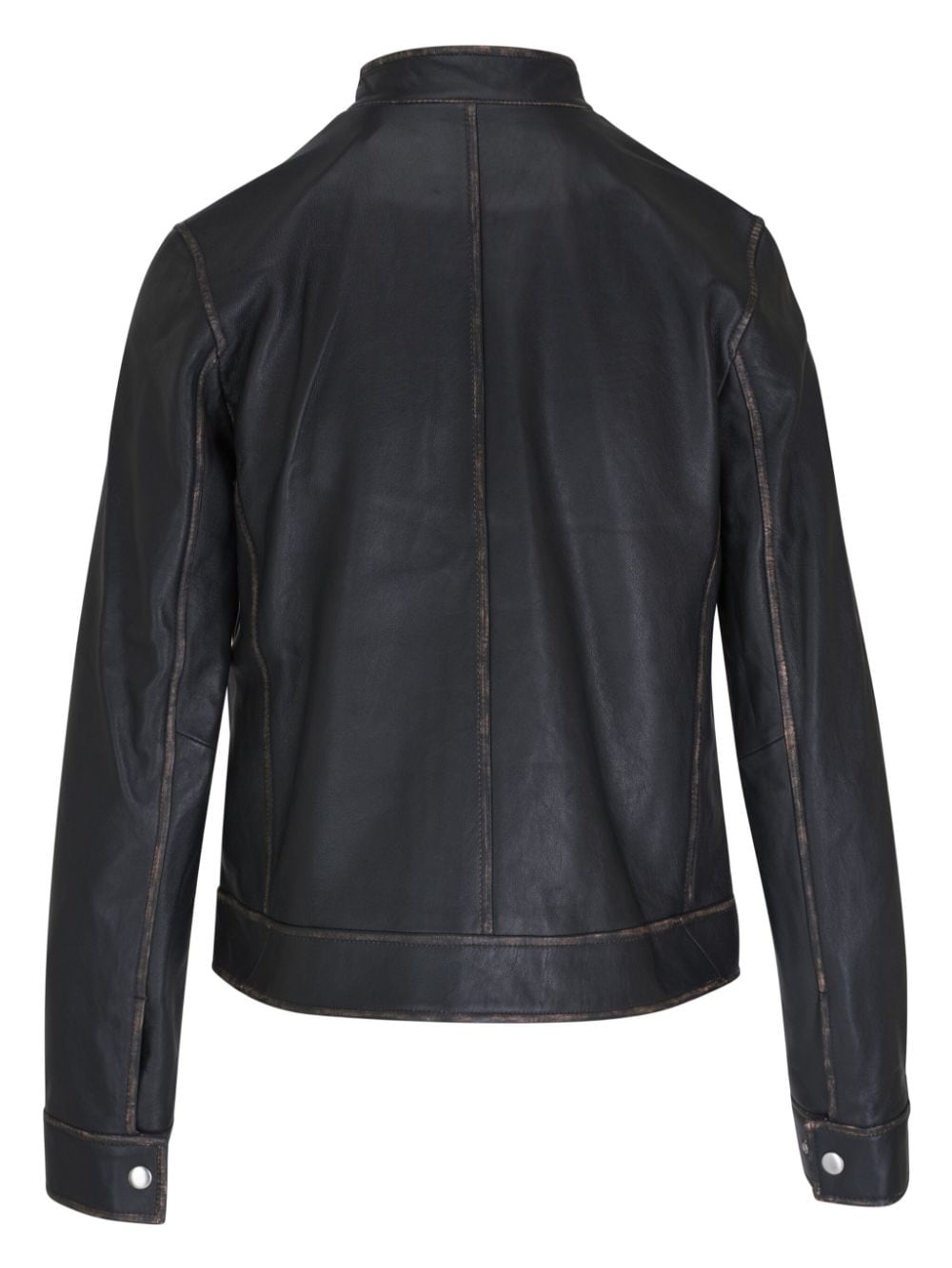 Shop Vince Leather Jacket In Black