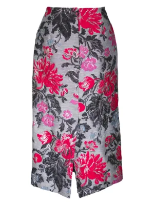 【Carolina Herrera】フローラルジャカード pencilスカート Floral jacquard pencil skirt in multicoloured - Carolina