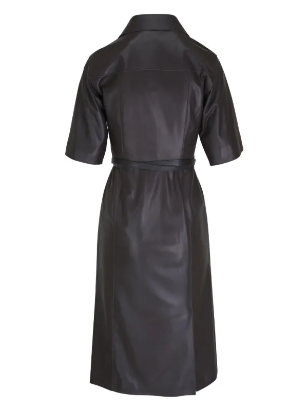 Akris Leather Midi Dress | Brown | FARFETCH
