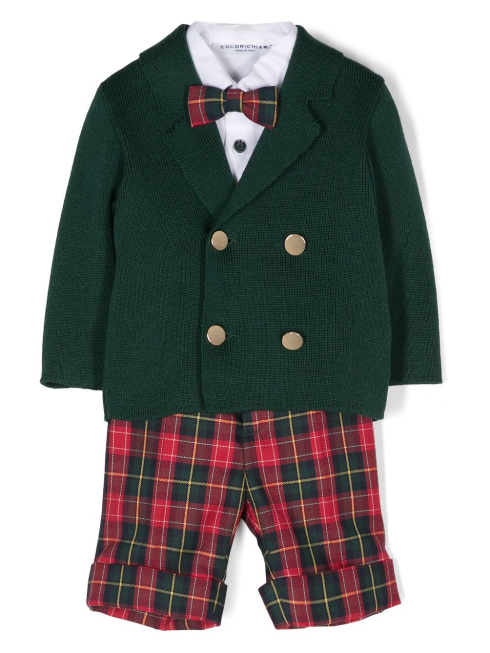 Colorichiari tartan-pattern trousers set - Green