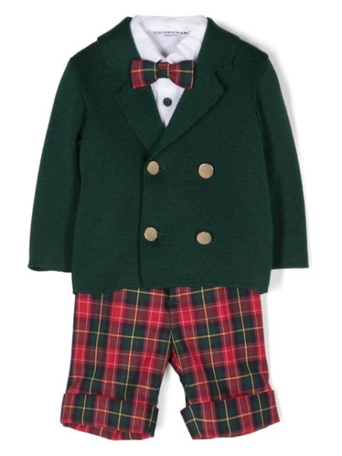 Colorichiari tartan-pattern trousers set