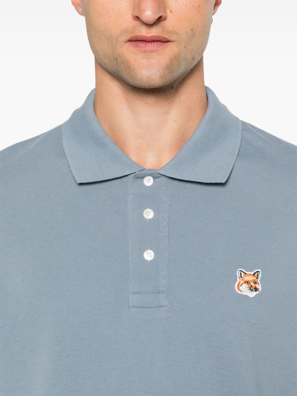 Shop Maison Kitsuné Fox Head Patch Polo Shirt In Blue