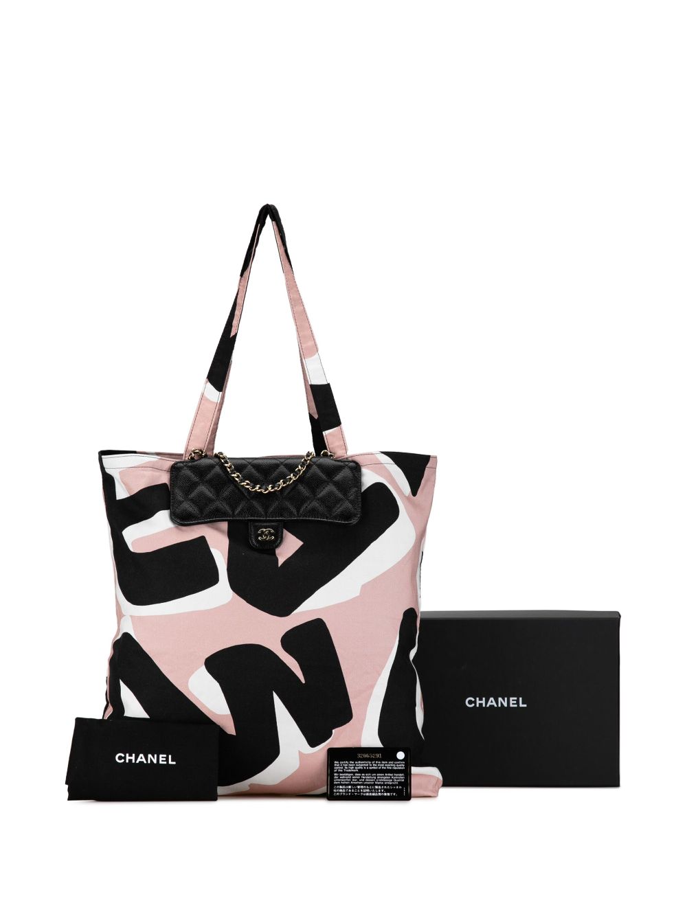 CHANEL 2021 Nylon Graffiti Foldable Shopping in Caviar Flap tote bag Women