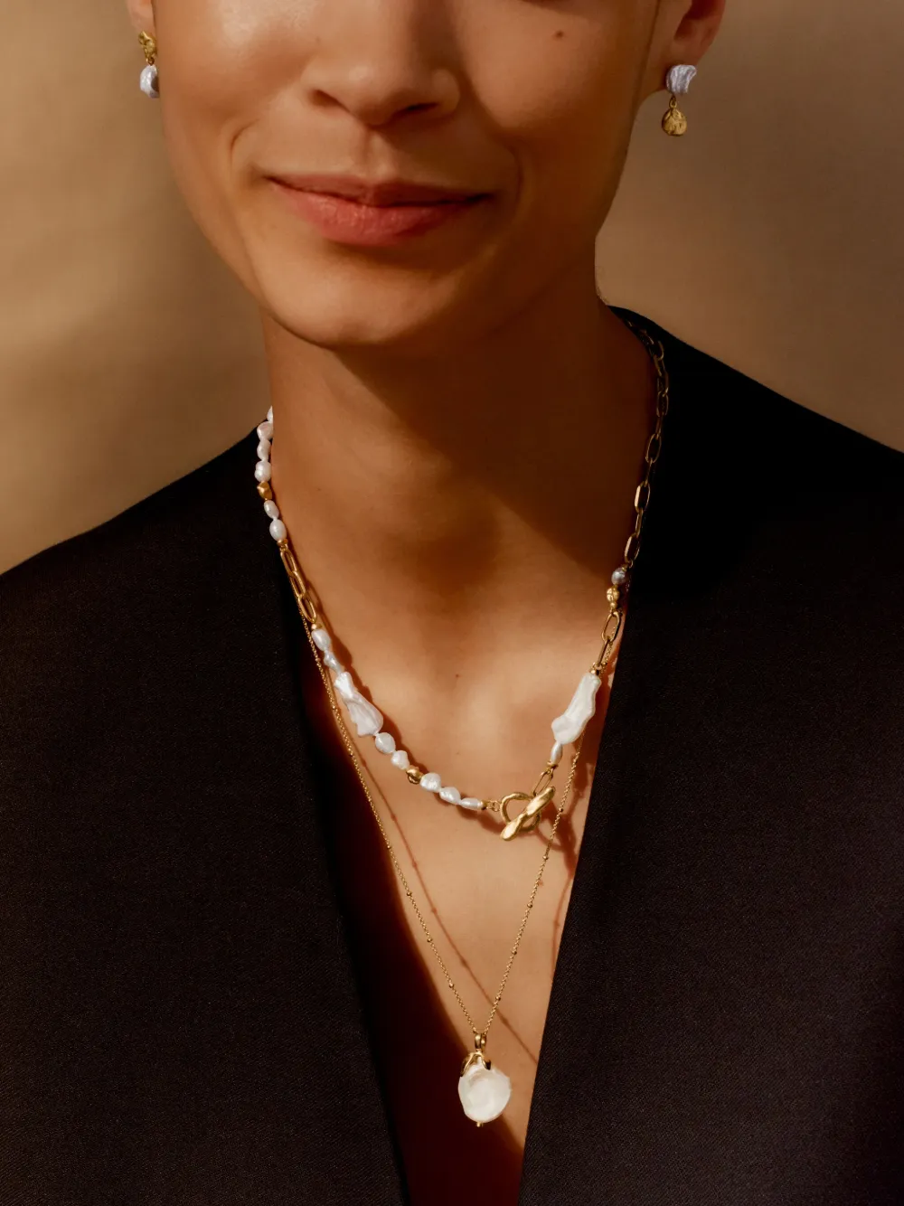 Monica Vinader X Amy Powney Keshi-pearl Necklace In Gold