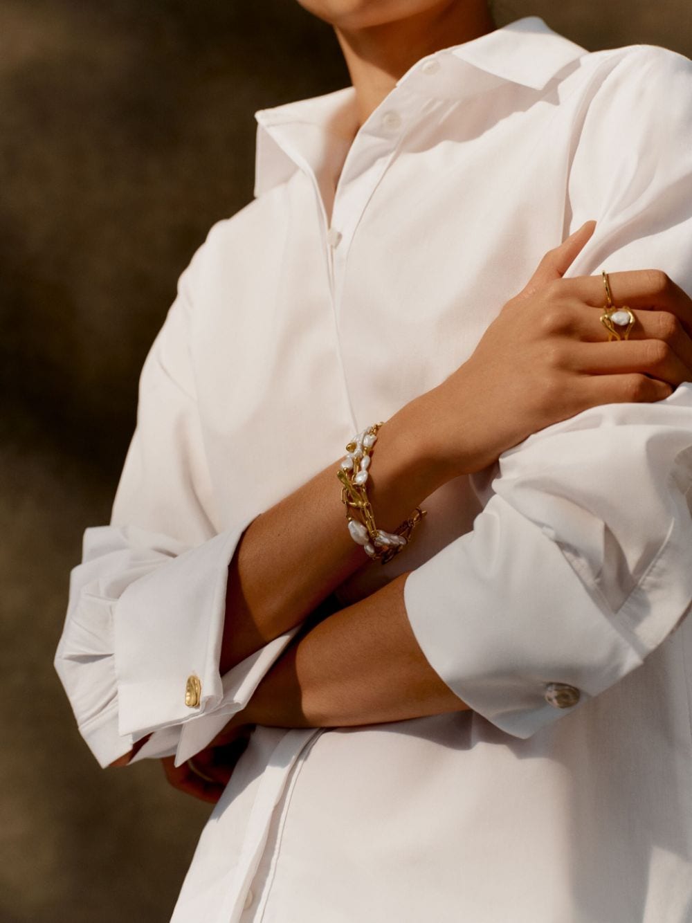 Shop Monica Vinader X Amy Powney Keshi-pearl Bracelet In Gold