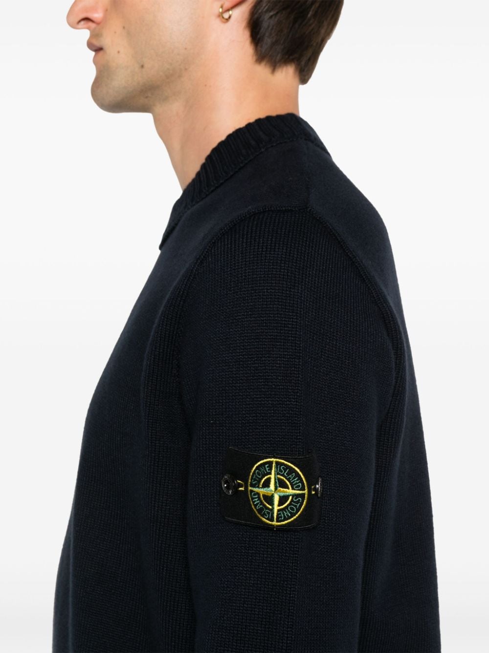 Shop Stone Island Compass-badge Sweater In Blau