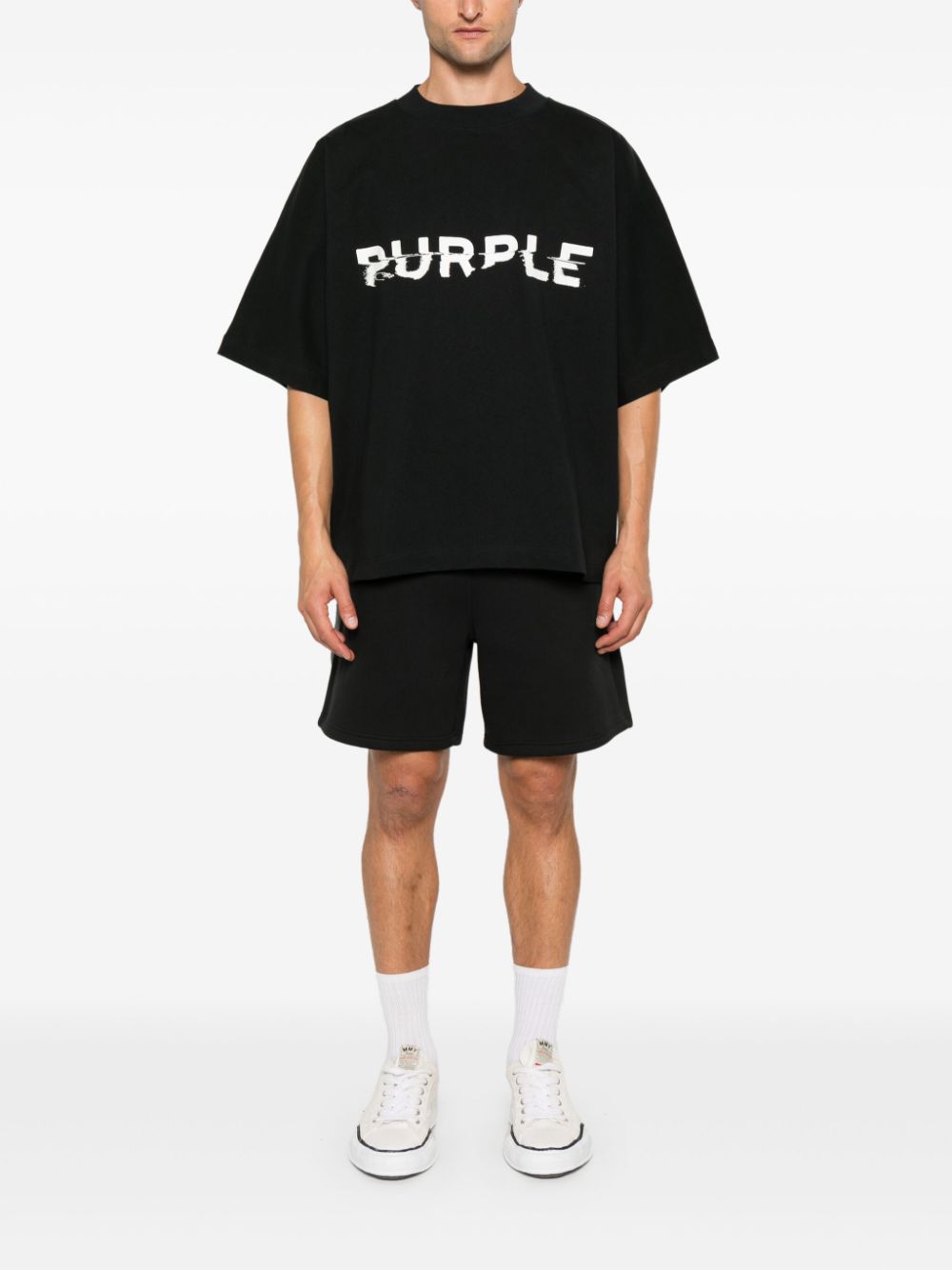 Purple Brand Distorted Wordmark T-shirt - Zwart