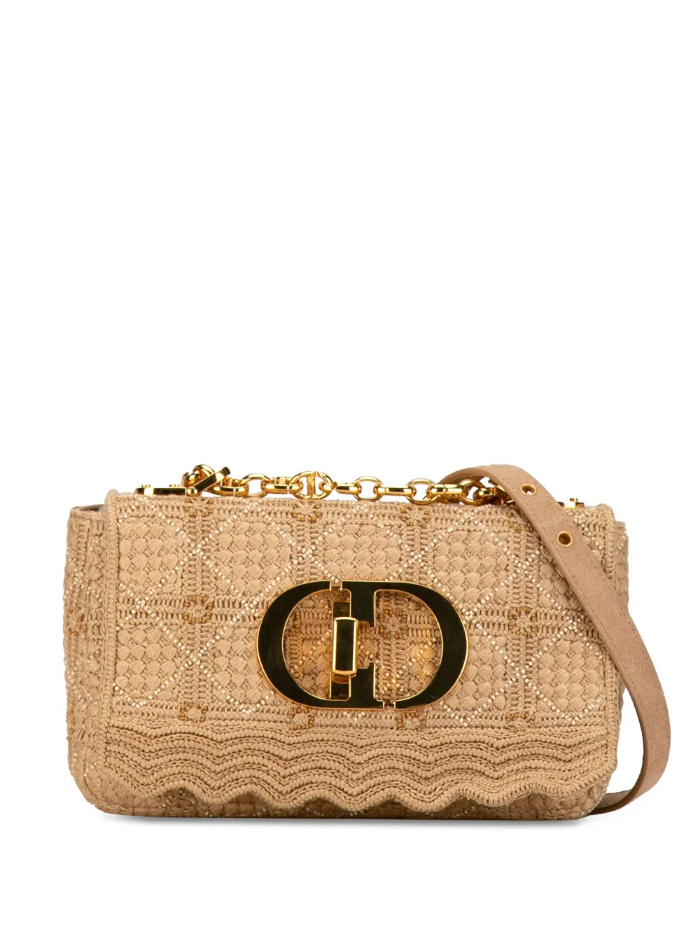 Christian Dior Pre-Owned 2021 Small Embroidered Raffia Cannage Caro crossbody bag - Brown