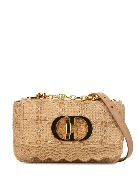 Christian Dior 2021 Small Embroidered Raffia Cannage Caro crossbody bag Women