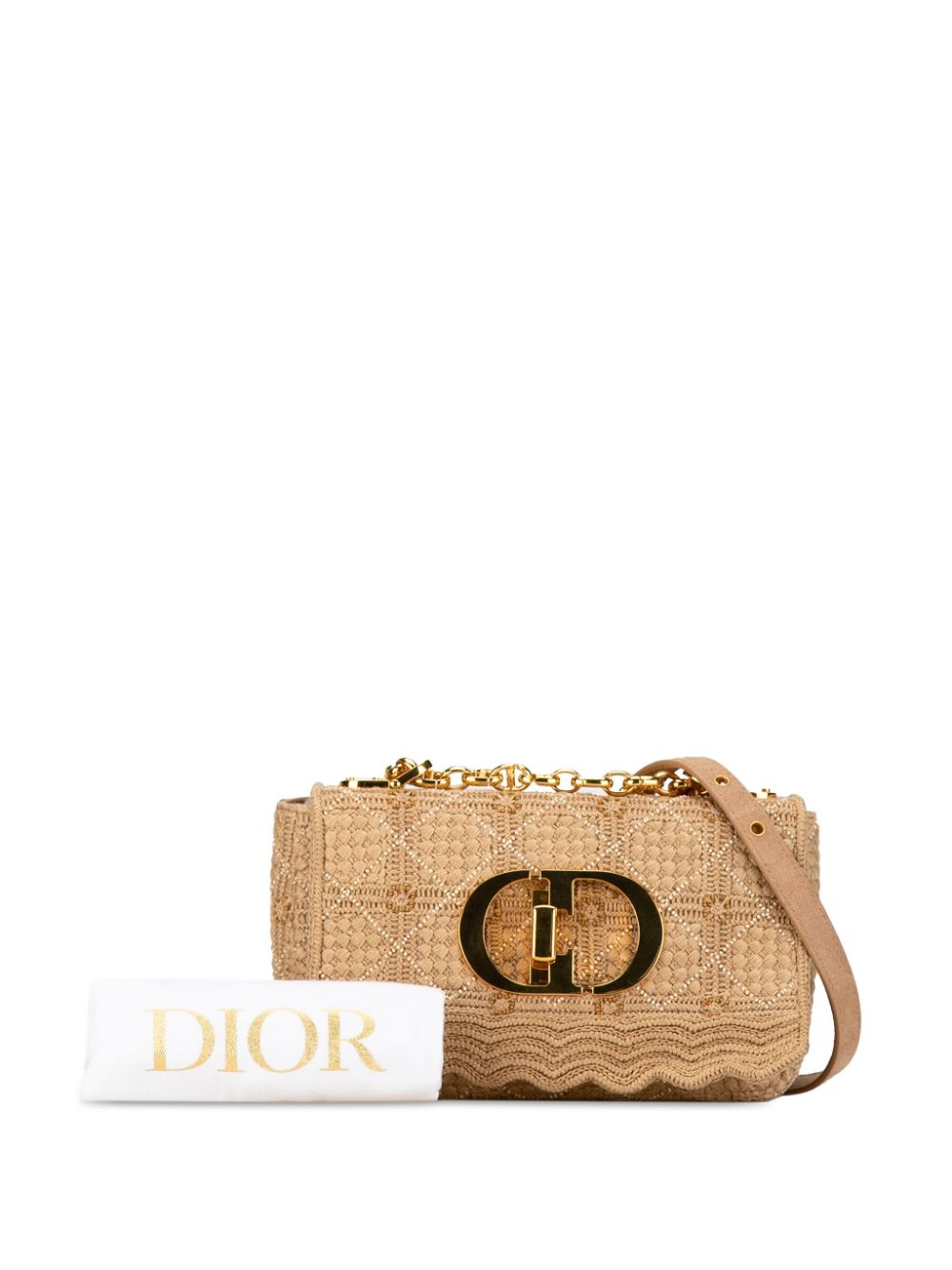 Christian Dior 2021 Small Embroidered Raffia Cannage Caro crossbody bag Women