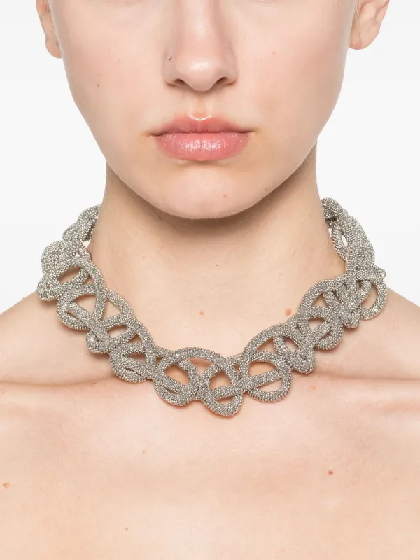 Fabiana Filippi chain-effect Rhinestone Necklace | Silver