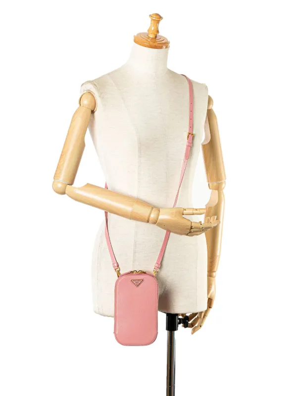 Prada Pre Owned 21th Century Mini Saffiano Crossbody Phone Pouch Satchel Pink FARFETCH AU