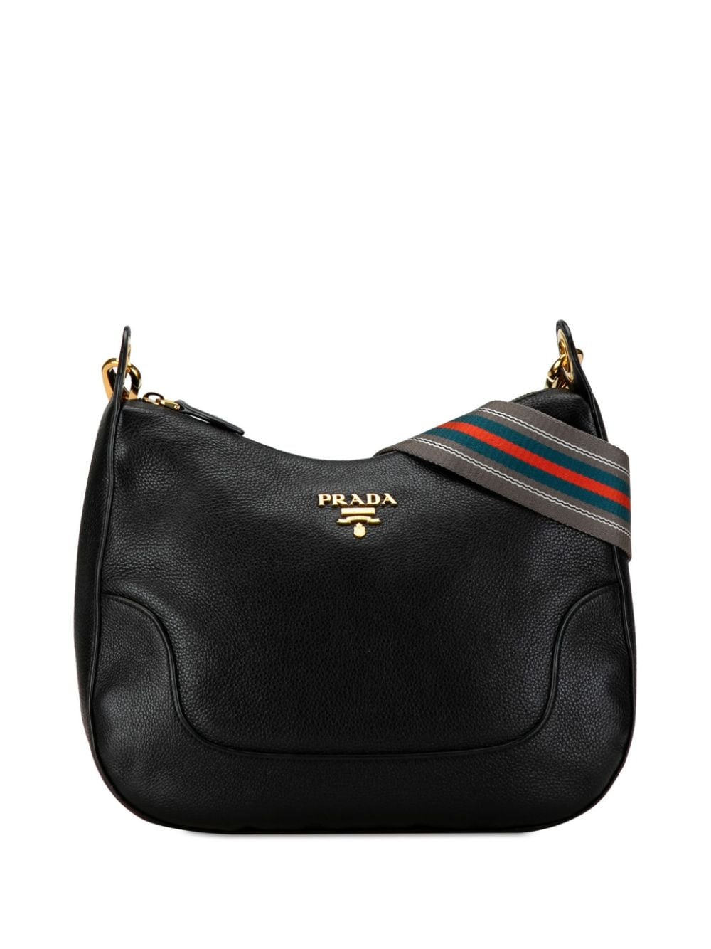 Prada Pre-Owned 21st Century Vitello Daino Zippered Messenger Hobo crossbody bag - Nero