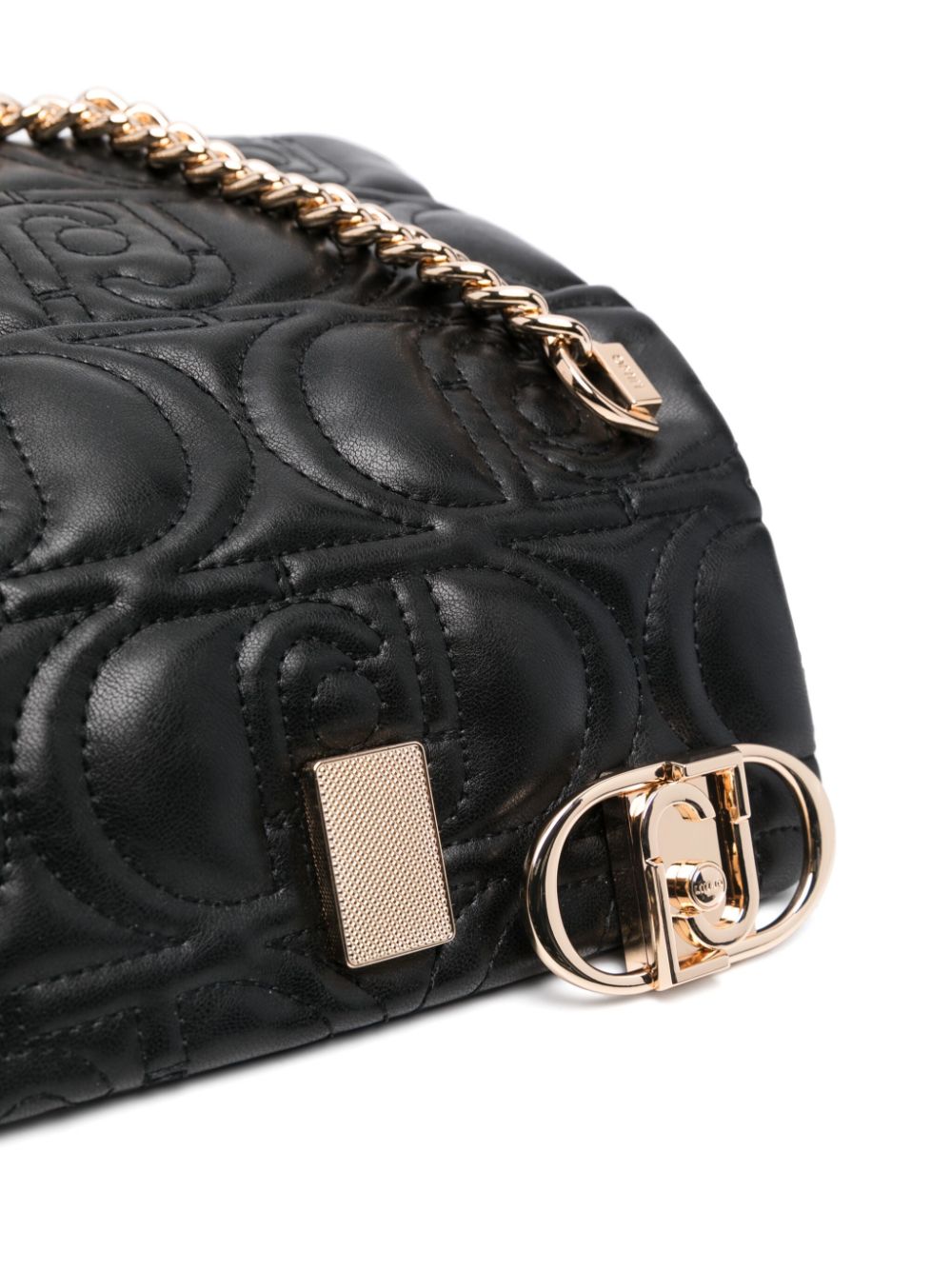 Shop Liu •jo Logo Quilted Shoulder Bag In Black