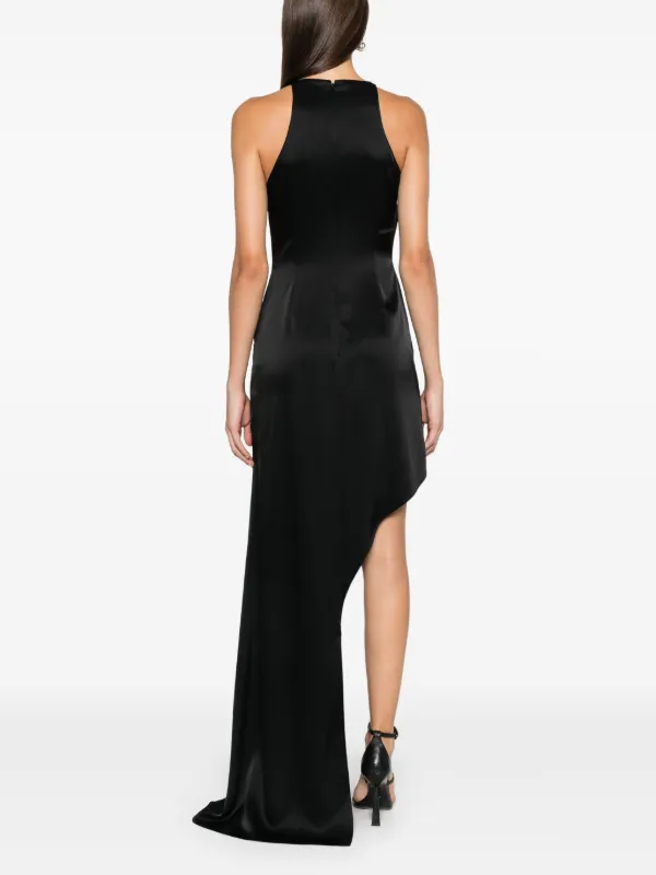 David Koma Draped Asymmetric Maxi Dress | Black | FARFETCH