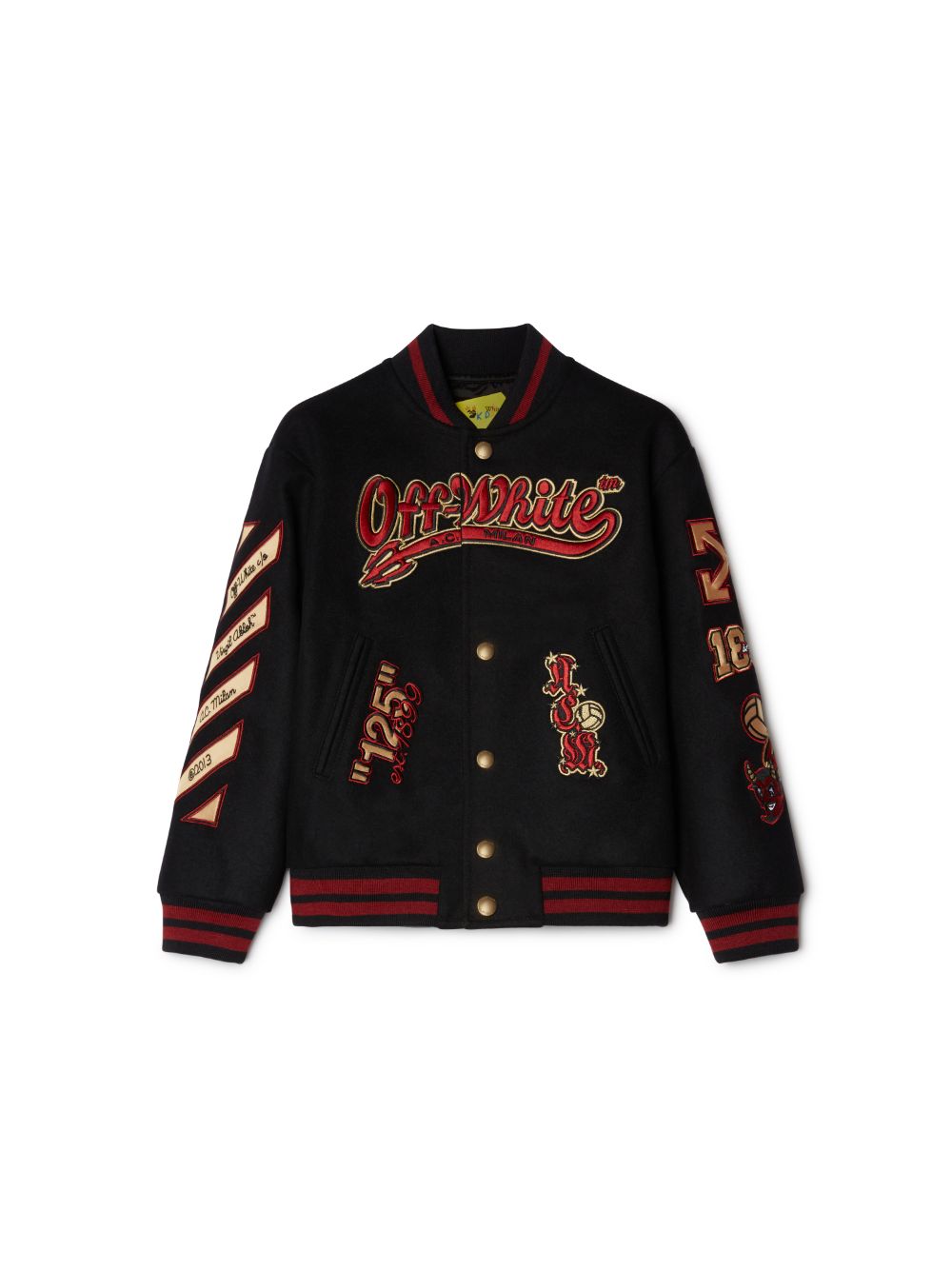 Shop Off-white C/o Ac Milan Kids Varsity In 1025 Black - Red