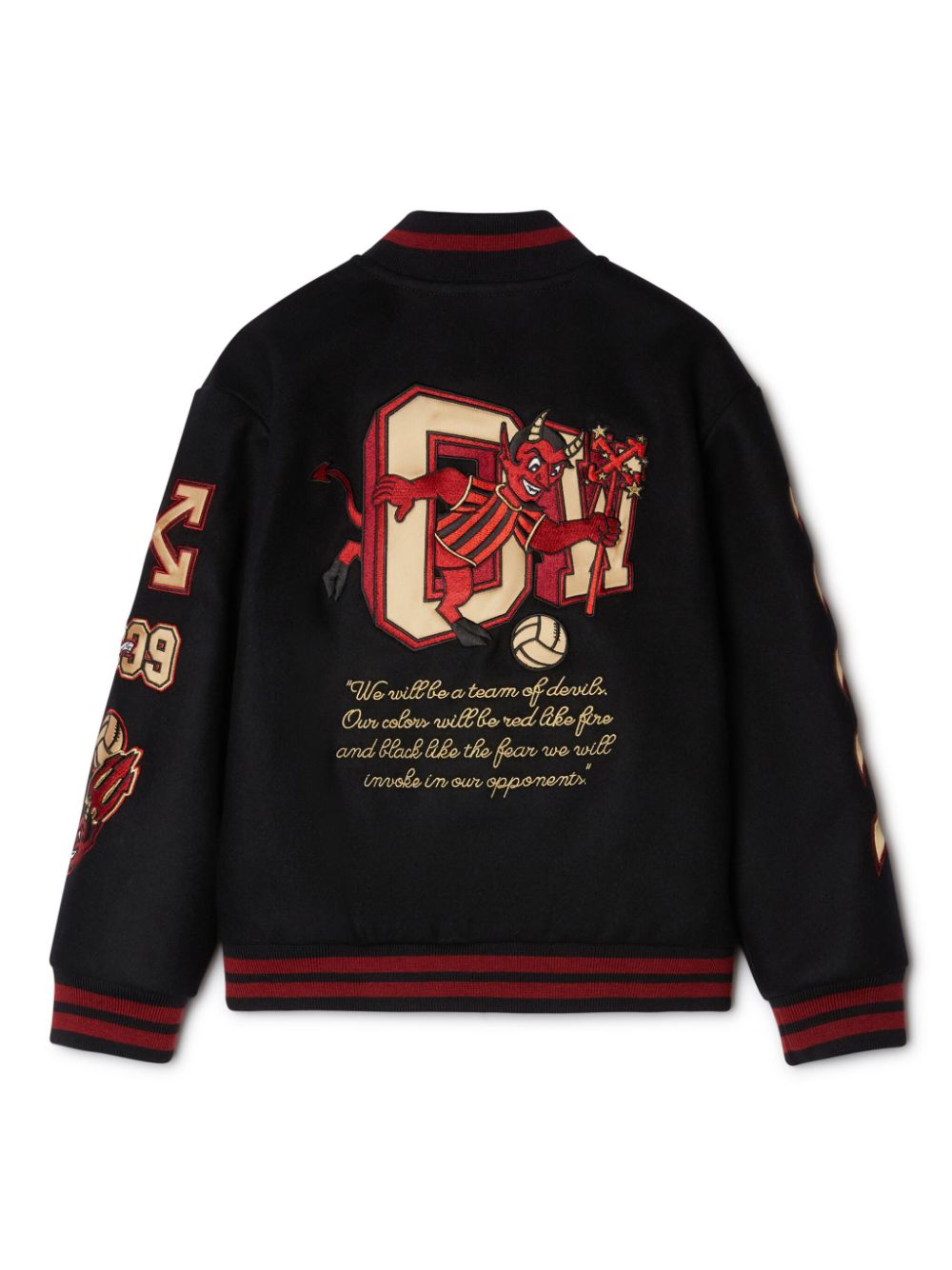 Off-White Kids x A.C Milan bomberjack met logo-applicatie - Zwart