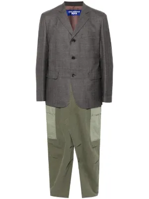 レア物JUNYA WATANABE MAN 縮絨Pコート JUNYA WATANABE COMME des GARCONS MAN ウール麻ツイル縮絨×牛革
