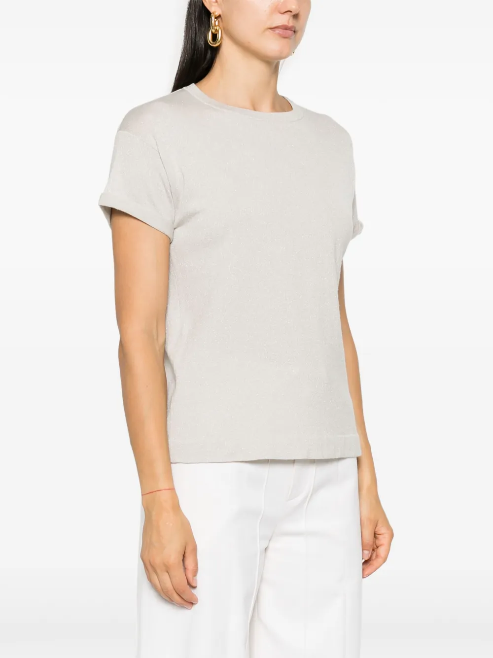 Brunello Cucinelli Lurex T-shirt Grijs