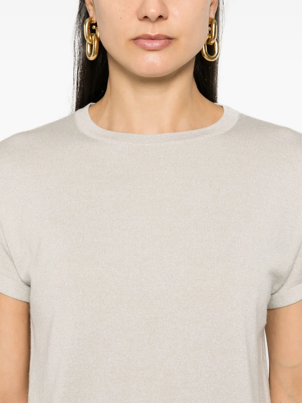 Brunello Cucinelli Lurex T-shirt Grijs