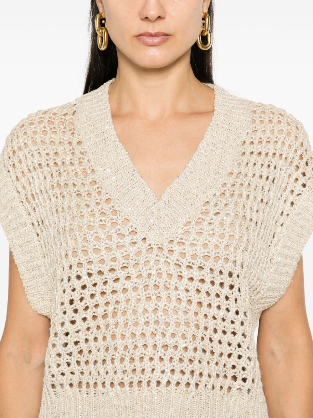 Shop Brunello Cucinelli Open-knit Sweater In Neutrals