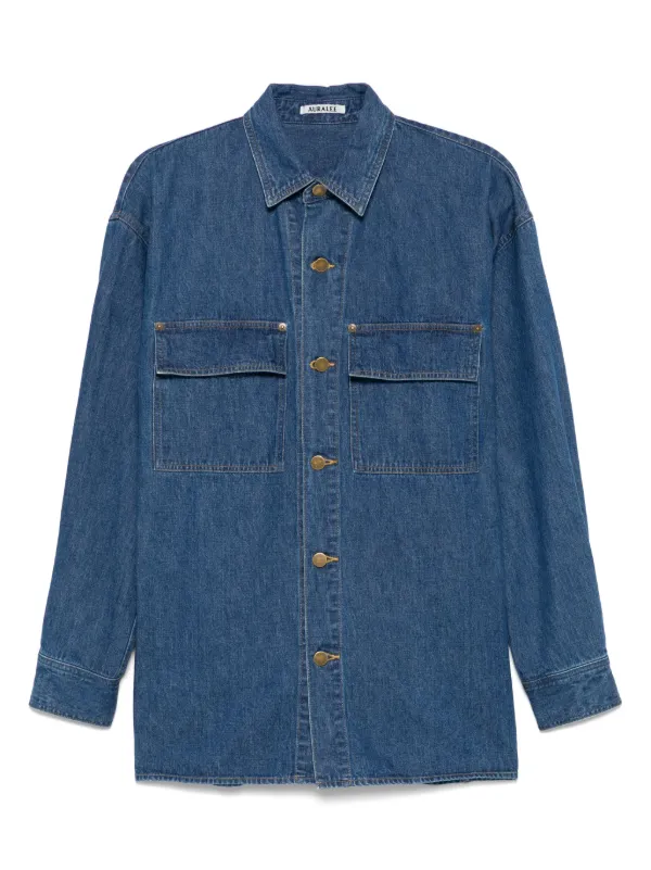 (auralee )セルビッチシャツ Auralee Selvedge Shirt | Blue | FARFETCH CA