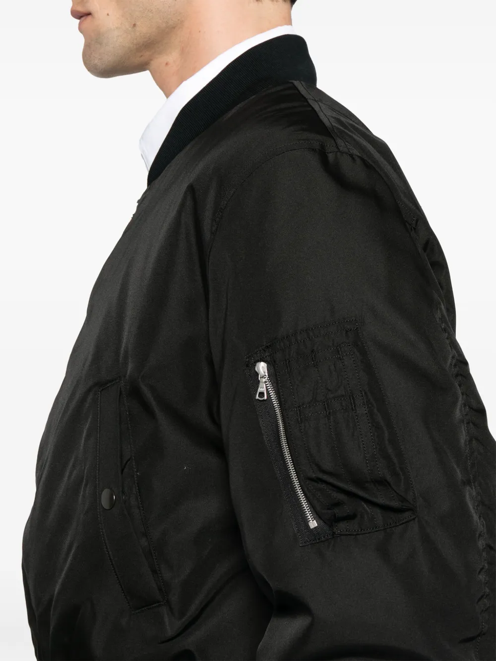 Auralee Silk Twill Bomber Jacket In Black